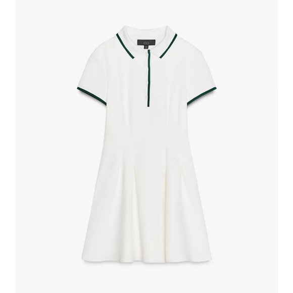 Zara NWT short ribbed godet dress white 4661/306 - Picture 4 of 12